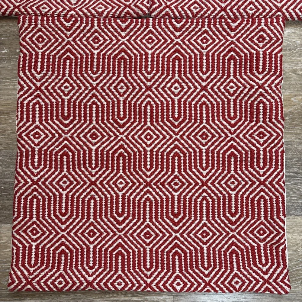 (3) Loloi Indoor/Outdoor Accent Throw Pillow Covers Red White Boho Geometric
